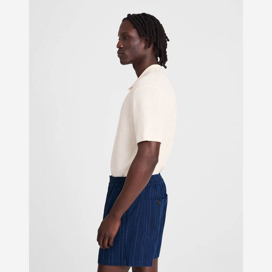 mens madewell everywear dyed stripe shorts dark blue