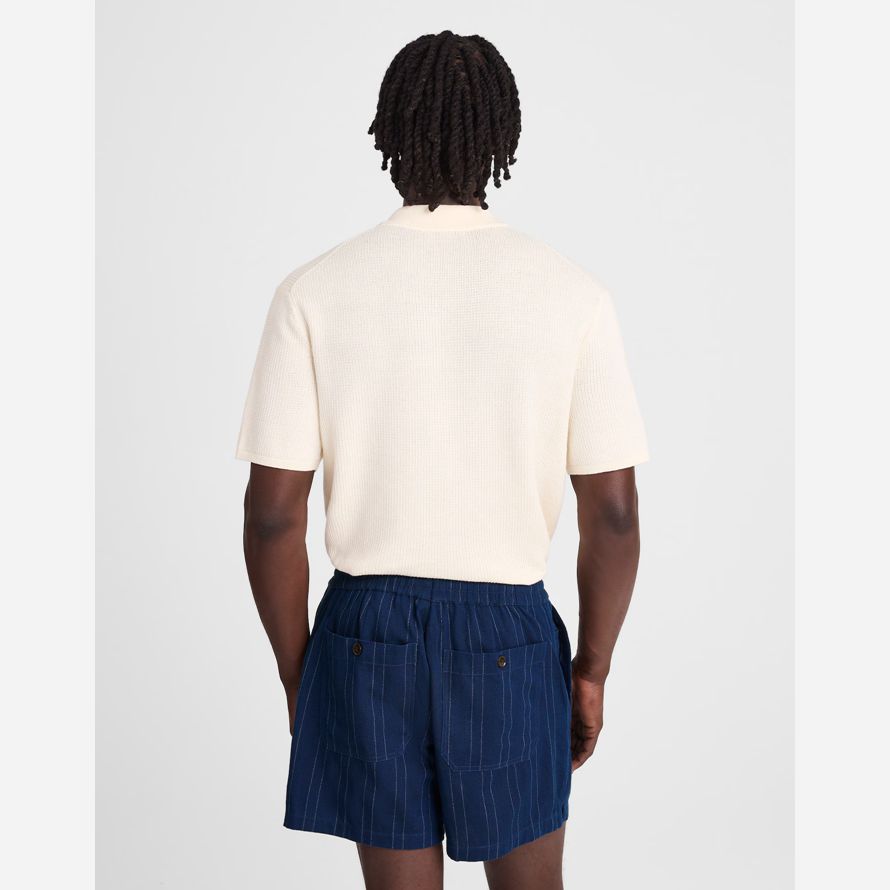mens madewell everywear dyed stripe shorts dark blue