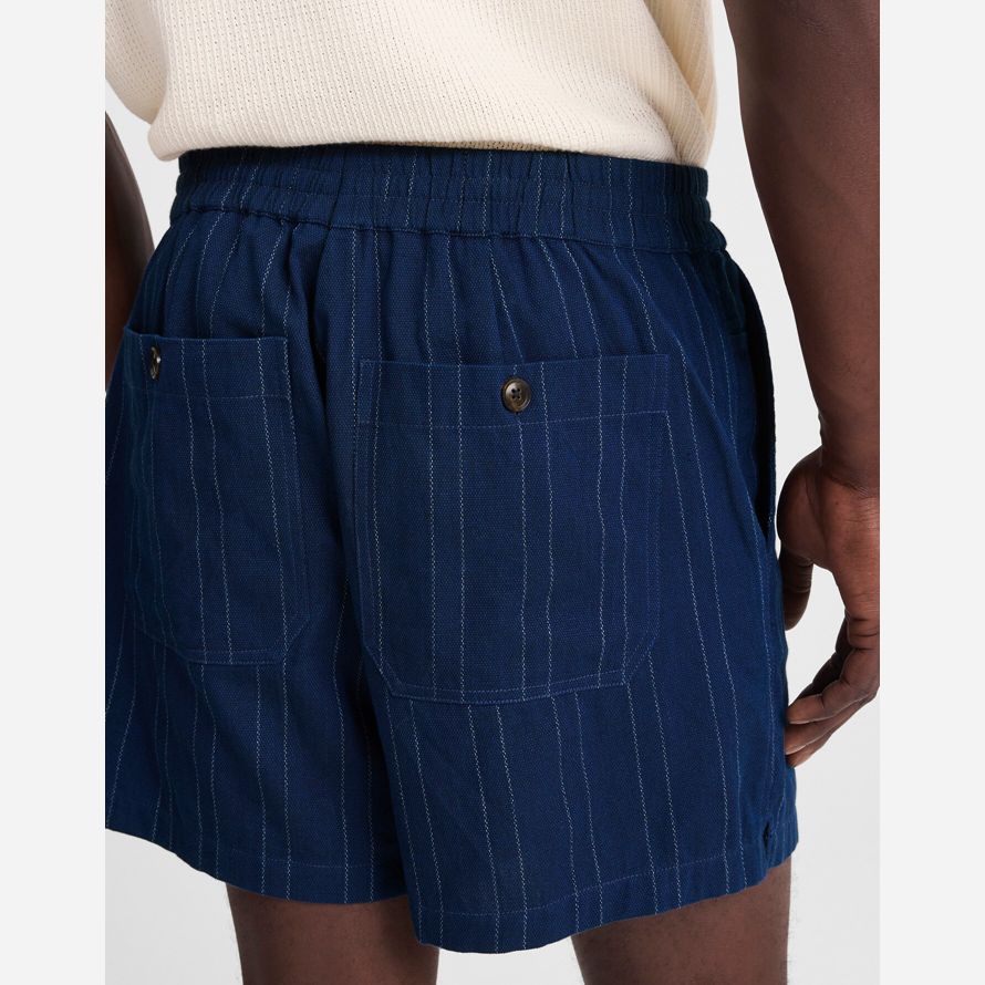 mens madewell everywear dyed stripe shorts dark blue