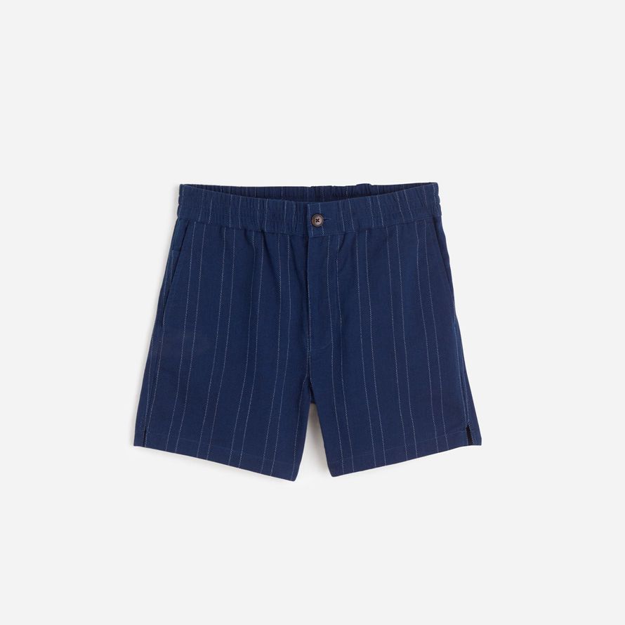 mens madewell everywear dyed stripe shorts dark blue