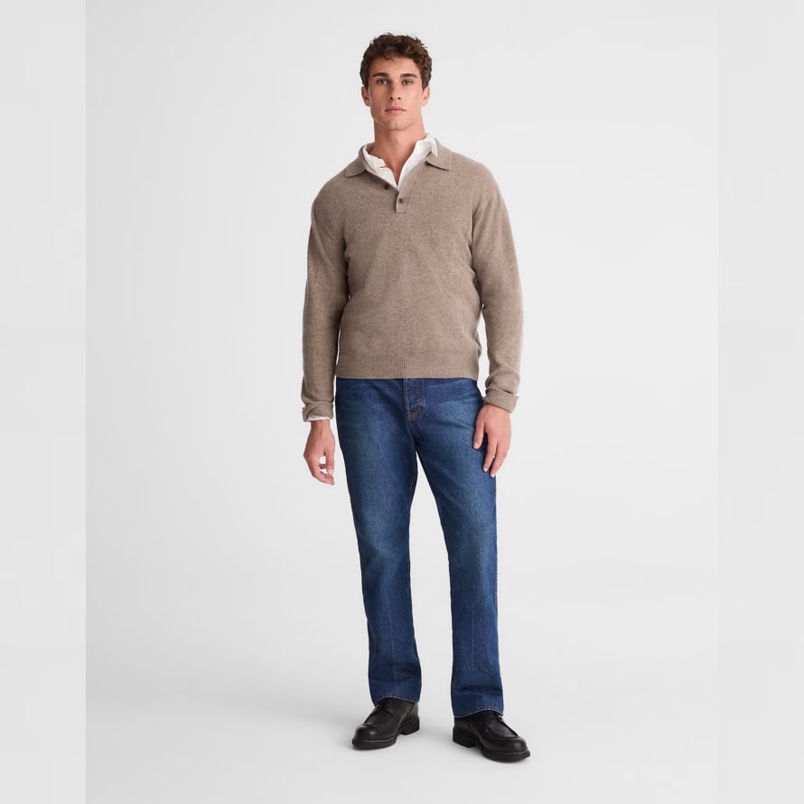 beige madewell heritage merino wool polo mens sweater