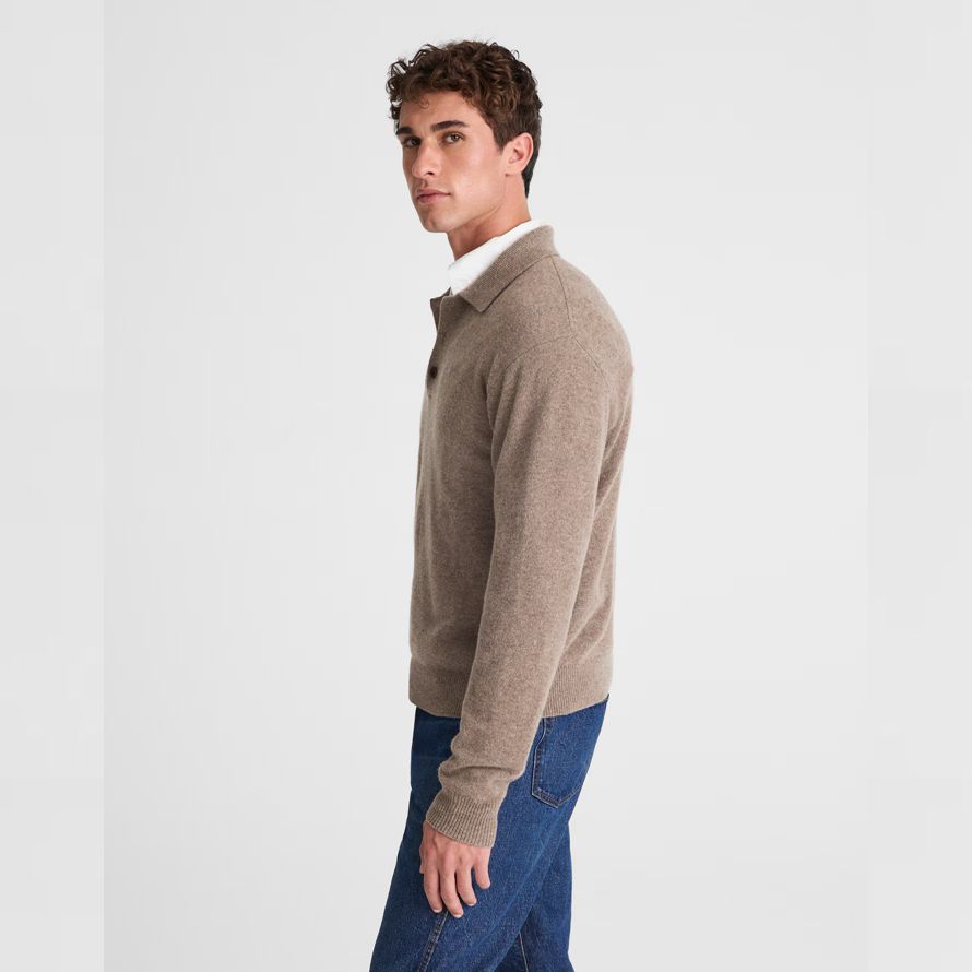 beige madewell heritage merino wool polo mens sweater