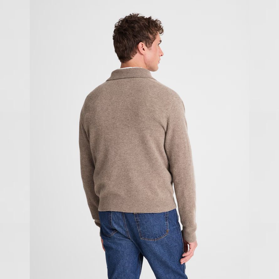 beige madewell heritage merino wool polo mens sweater