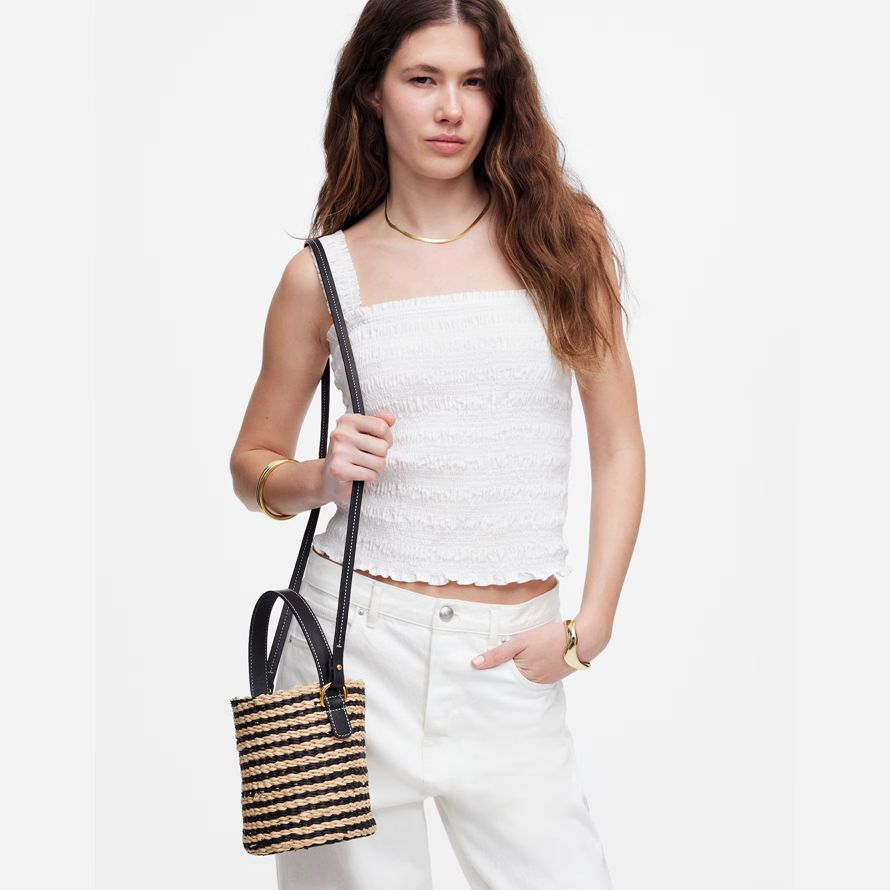 madewell the mini womens basket bag brown black