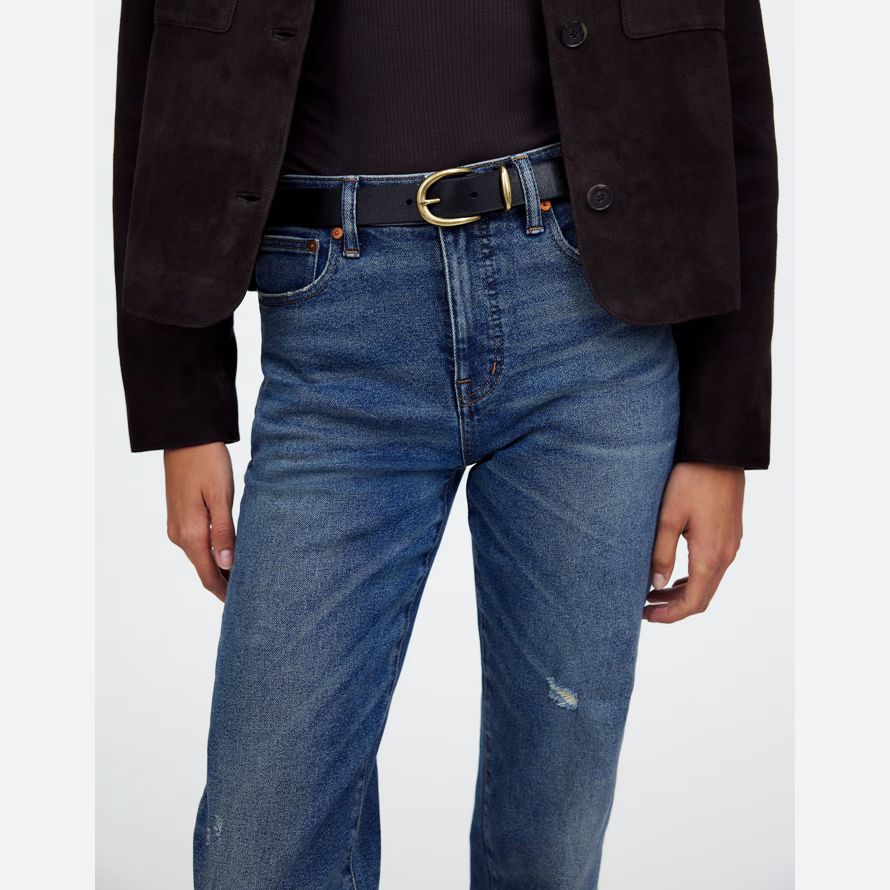 womens madewell classic leather belt black