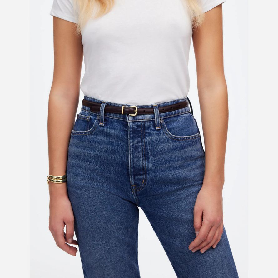 chocolate womens madewell the essential skinny leather belt