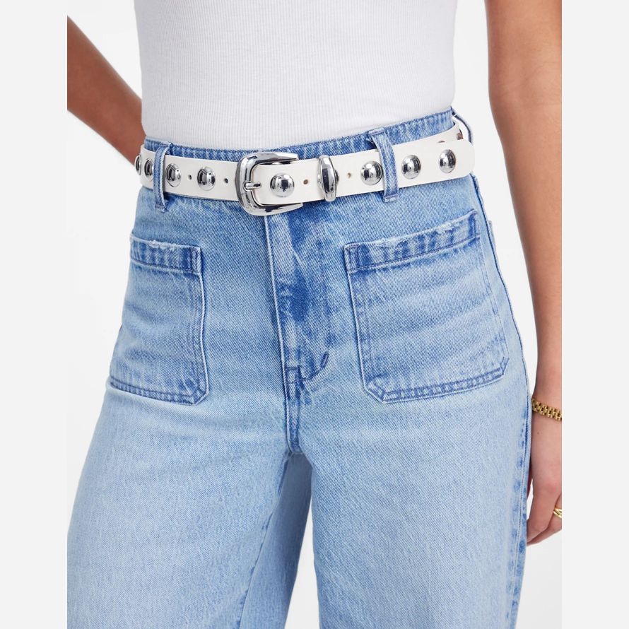 white womens madewell studded western belt