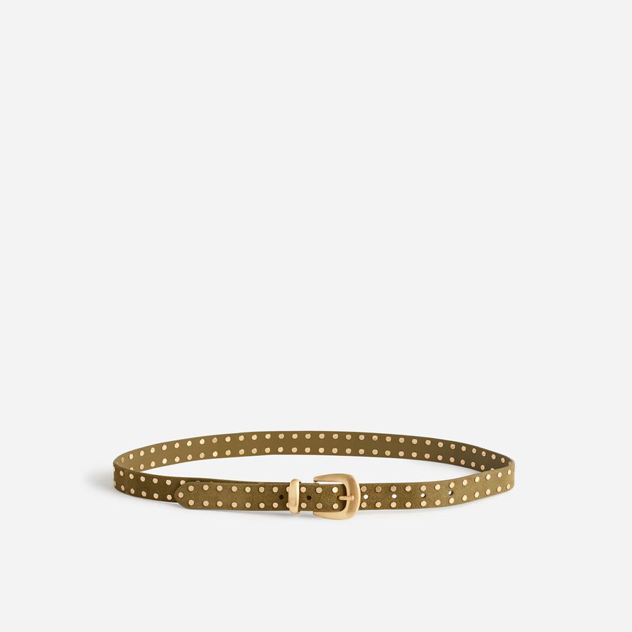 womens madewell flat studded western belt olive