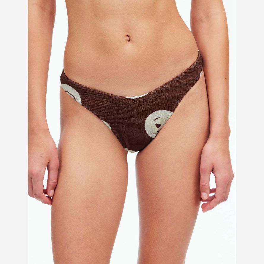 madewell zulu zephyr cocoa swirl textured womens bikini bottom chocolate white