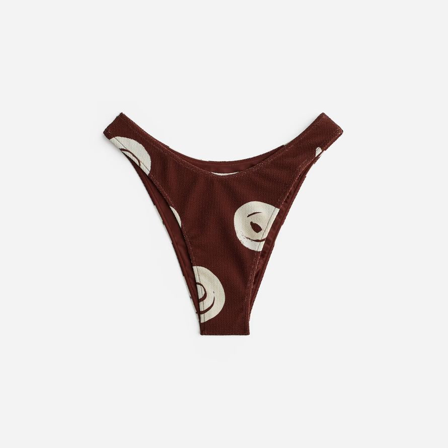 madewell zulu zephyr cocoa swirl textured womens bikini bottom chocolate white