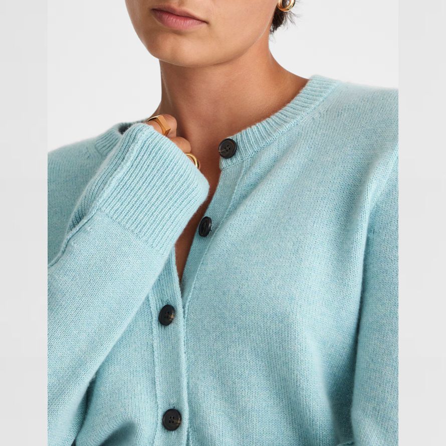 madewell cashmere button-front womens cardigan light blue