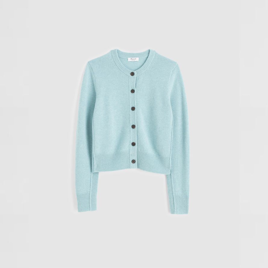 madewell cashmere button-front womens cardigan light blue
