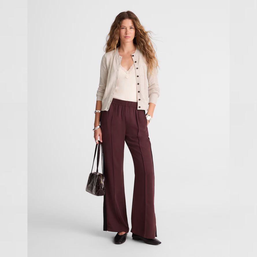 beige madewell the signature knit pointelle womens cardigan