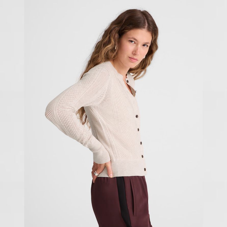 beige madewell the signature knit pointelle womens cardigan