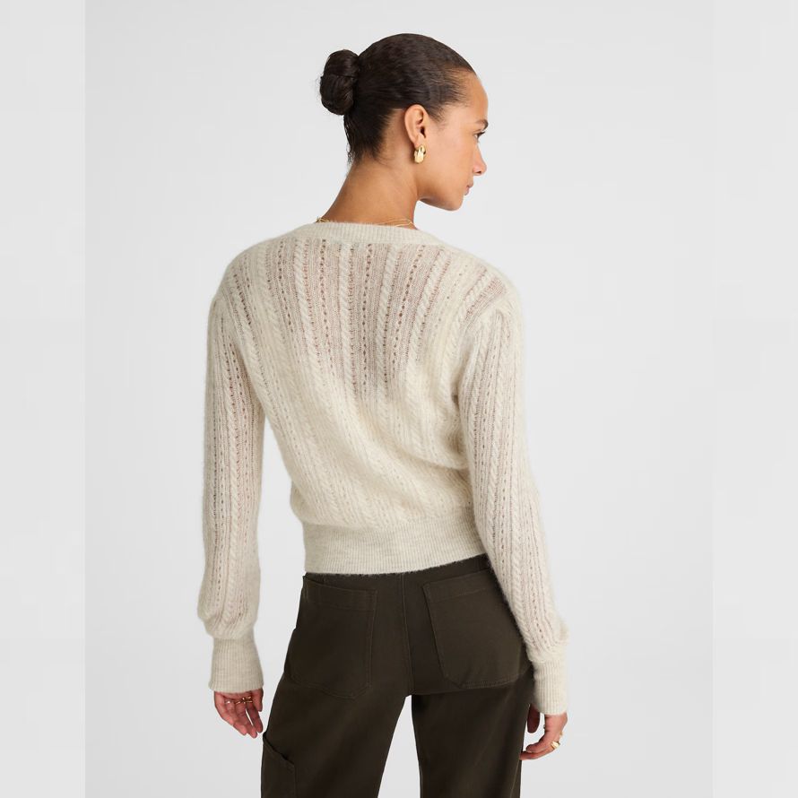 madewell pointelle-stitch alpaca blend womens cardigan light cream