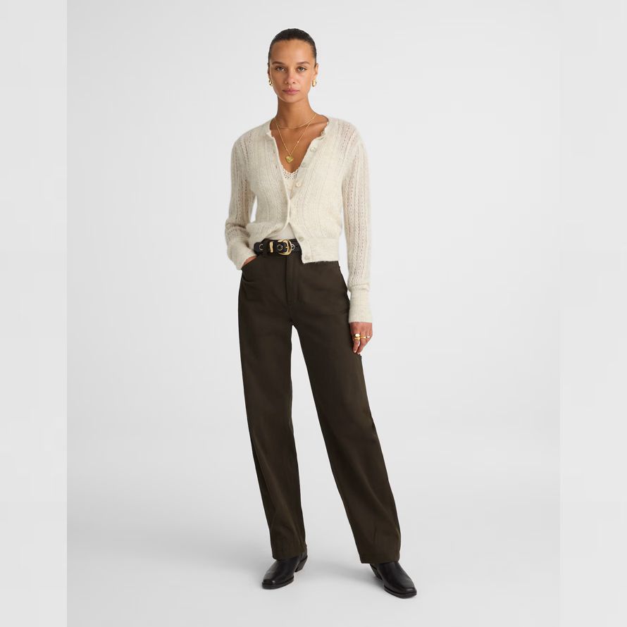 madewell pointelle-stitch alpaca blend womens cardigan light cream