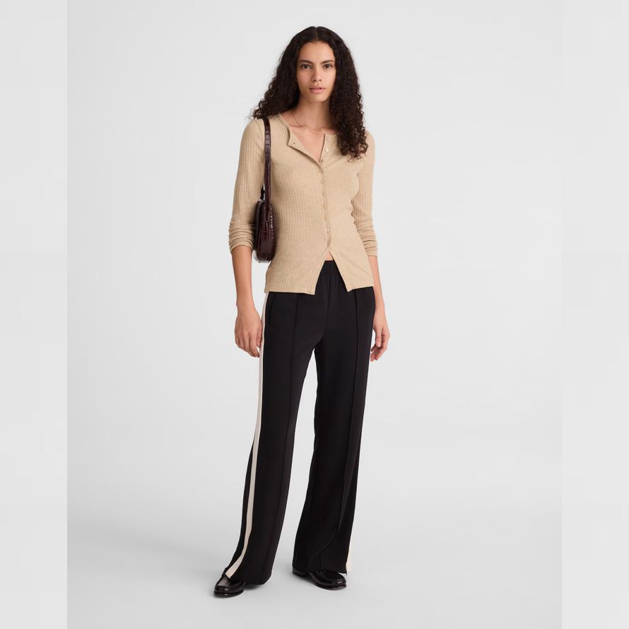 beige madewell textural cutaway crewneck womens cardigan