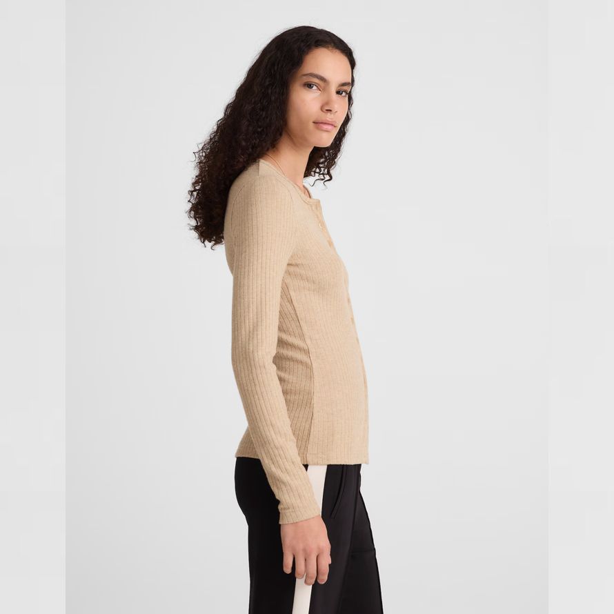 beige madewell textural cutaway crewneck womens cardigan