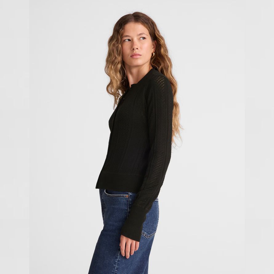 madewell the signature knit pointelle womens cardigan black