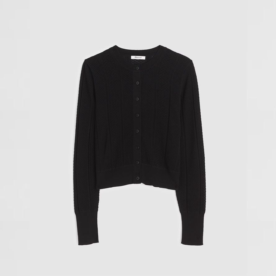 madewell the signature knit pointelle womens cardigan black
