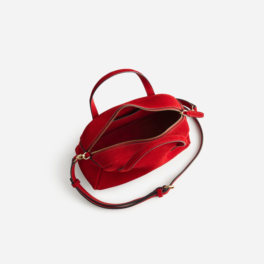 red womens madewell medium suede crossbody bag