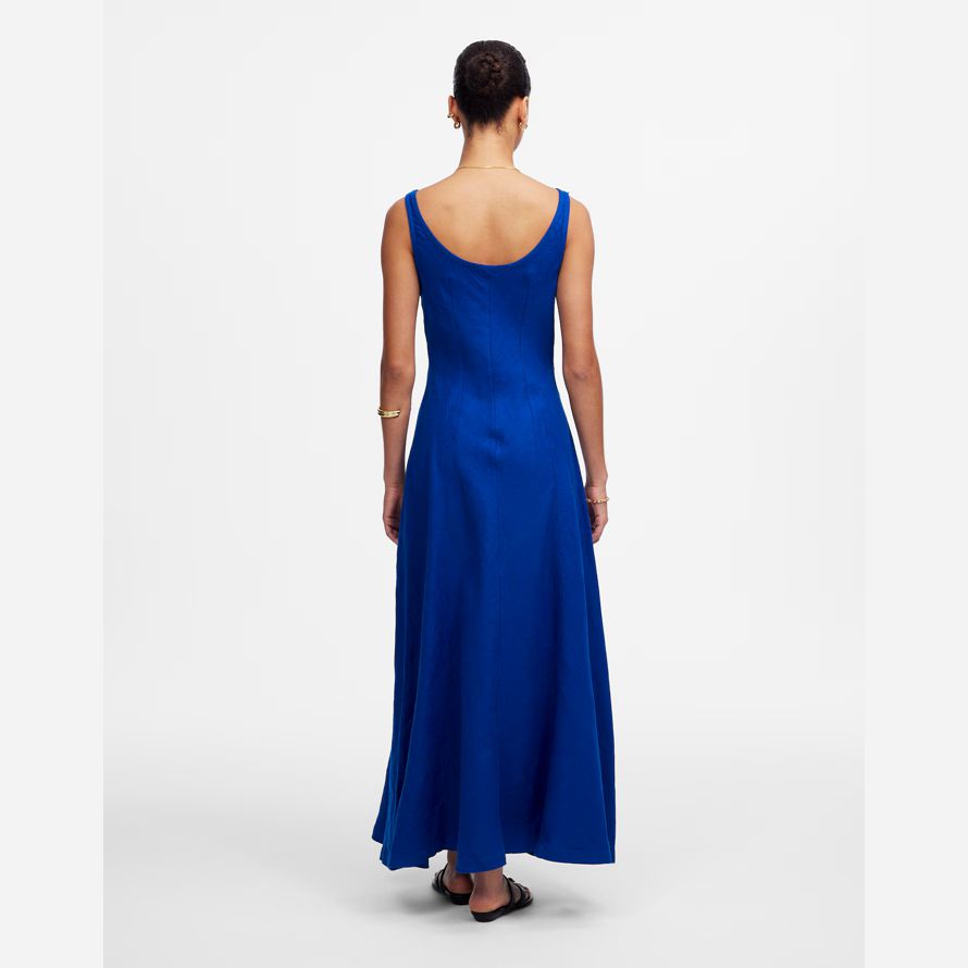 dark blue madewell scoopneck sleeveless midi womens dress