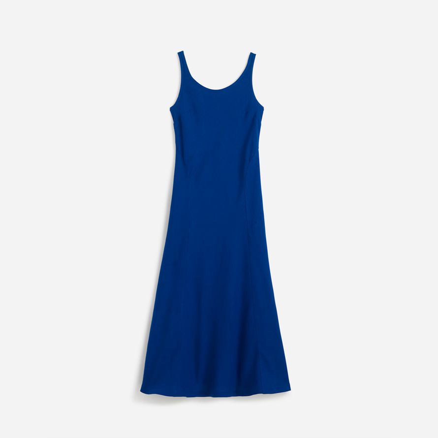 dark blue madewell scoopneck sleeveless midi womens dress
