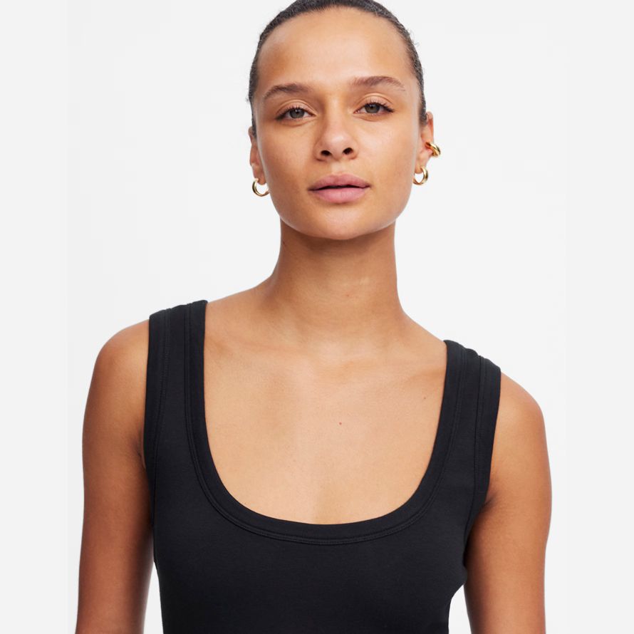 womens madewell mixed poplin scoopneck maxi dress black