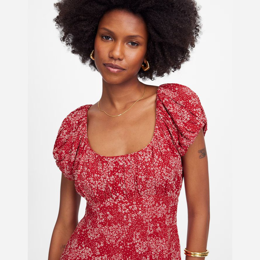 red white madewell ruched scoopneck mini womens dress