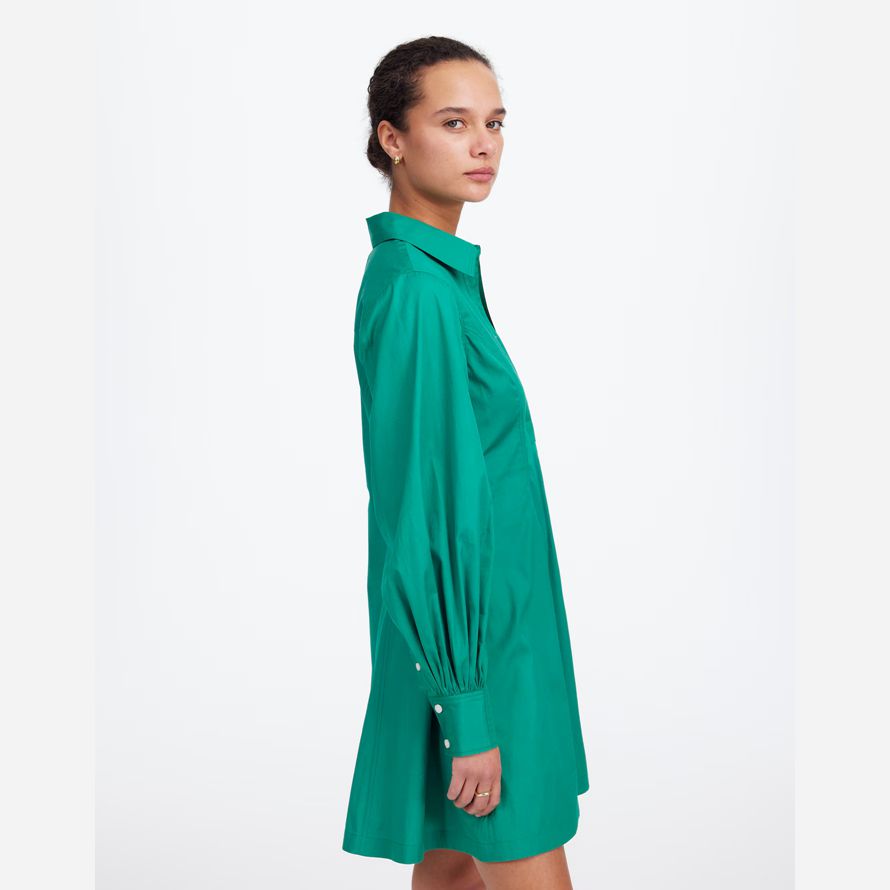 madewell seamed long-sleeve mini shirt womens dress green
