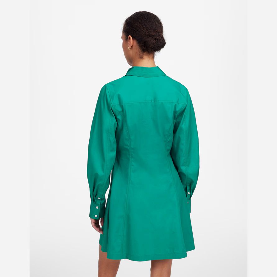 madewell seamed long-sleeve mini shirt womens dress green