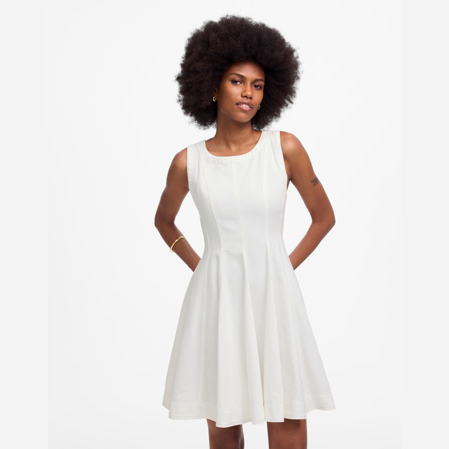 white womens madewell circle mini dress