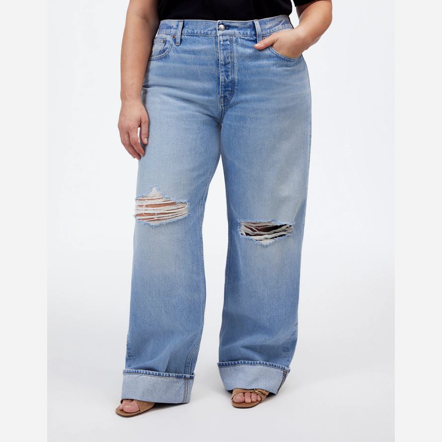light blue madewell plus low-slung baggy womens jeans
