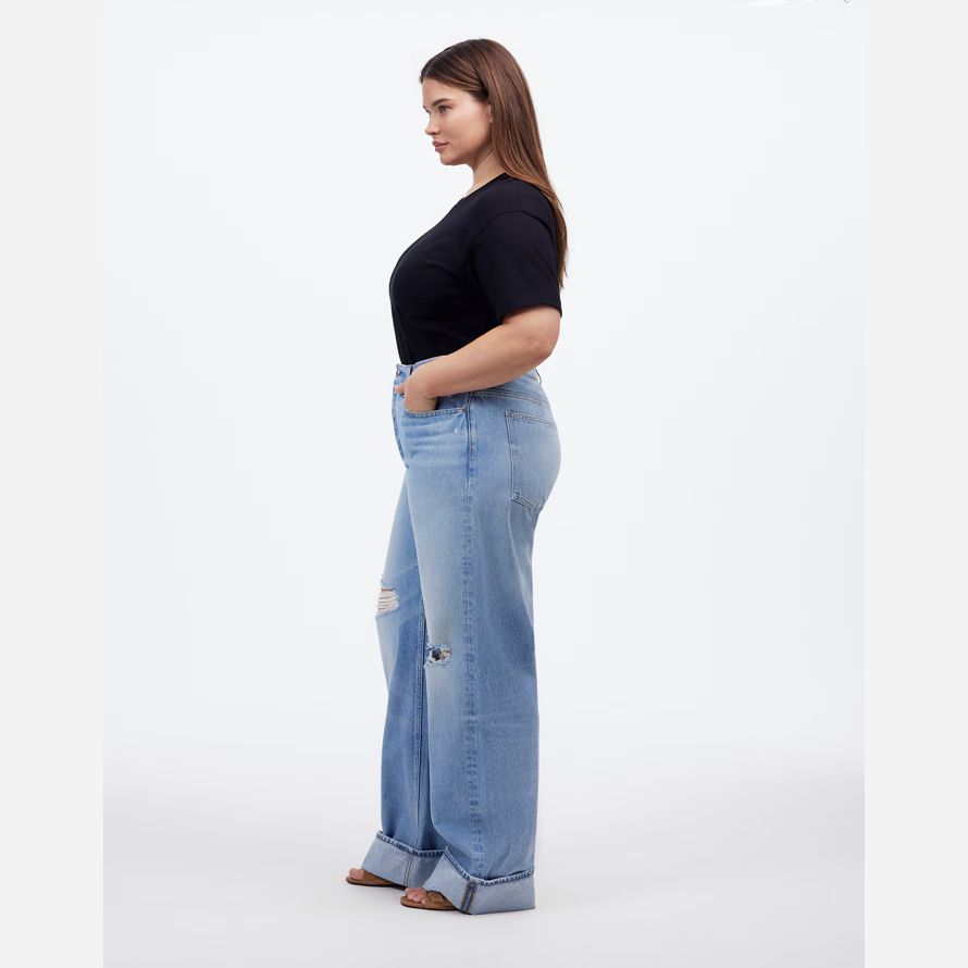 light blue madewell plus low-slung baggy womens jeans