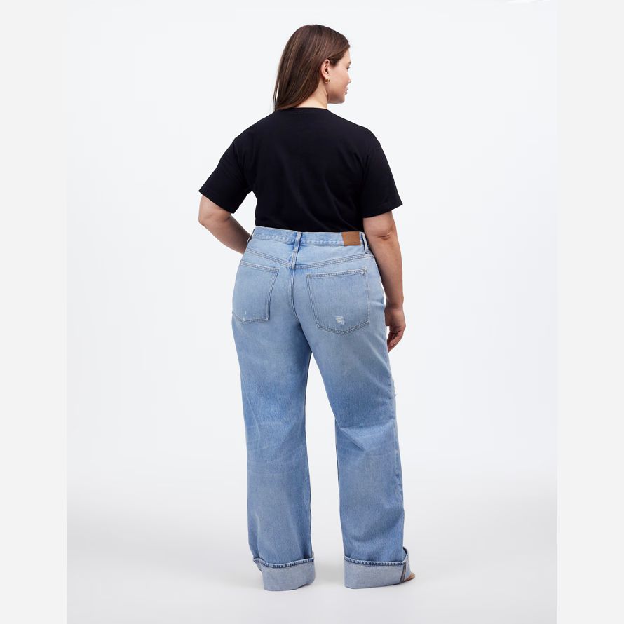 light blue madewell plus low-slung baggy womens jeans