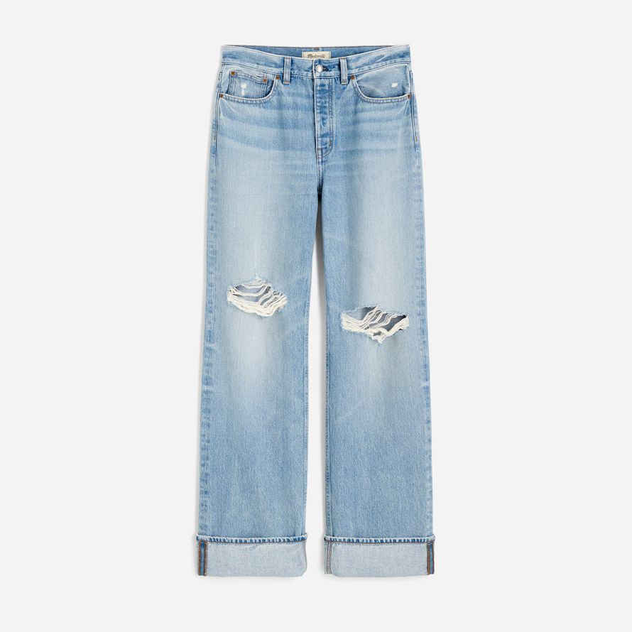 light blue madewell plus low-slung baggy womens jeans