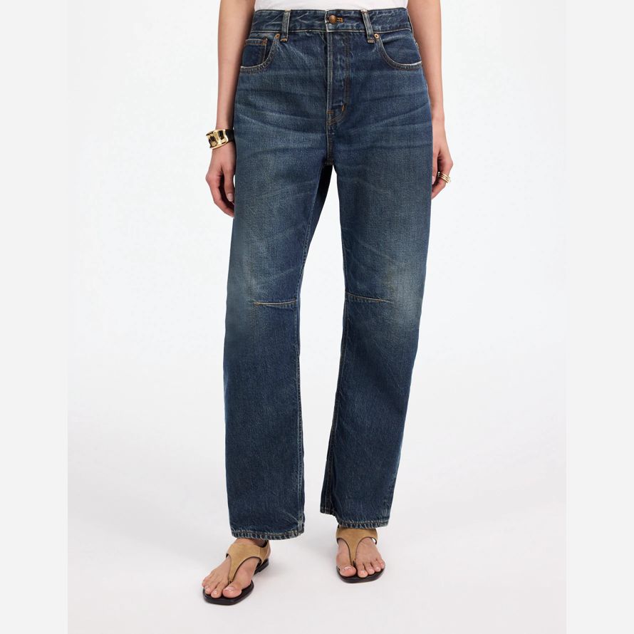 navy womens madewell the darted barrel-leg jeans