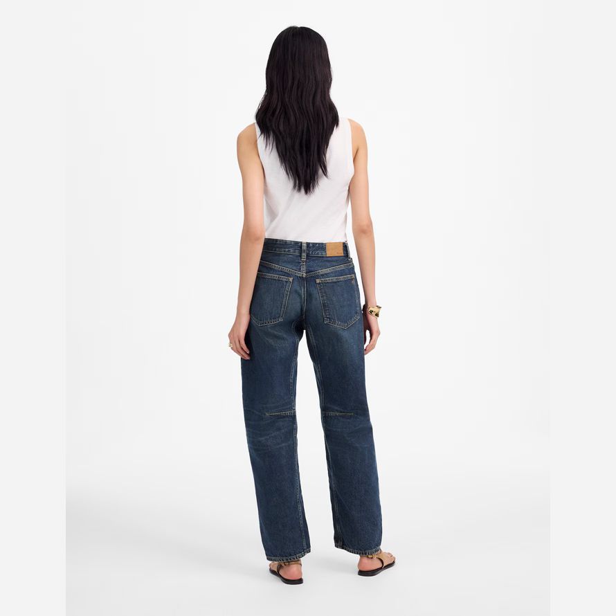 navy womens madewell the darted barrel-leg jeans
