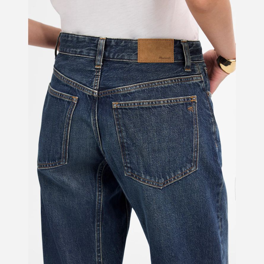 navy womens madewell the darted barrel-leg jeans