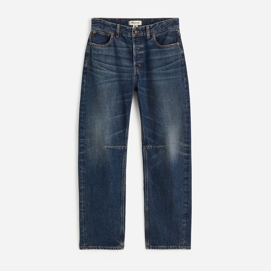 navy womens madewell the darted barrel-leg jeans