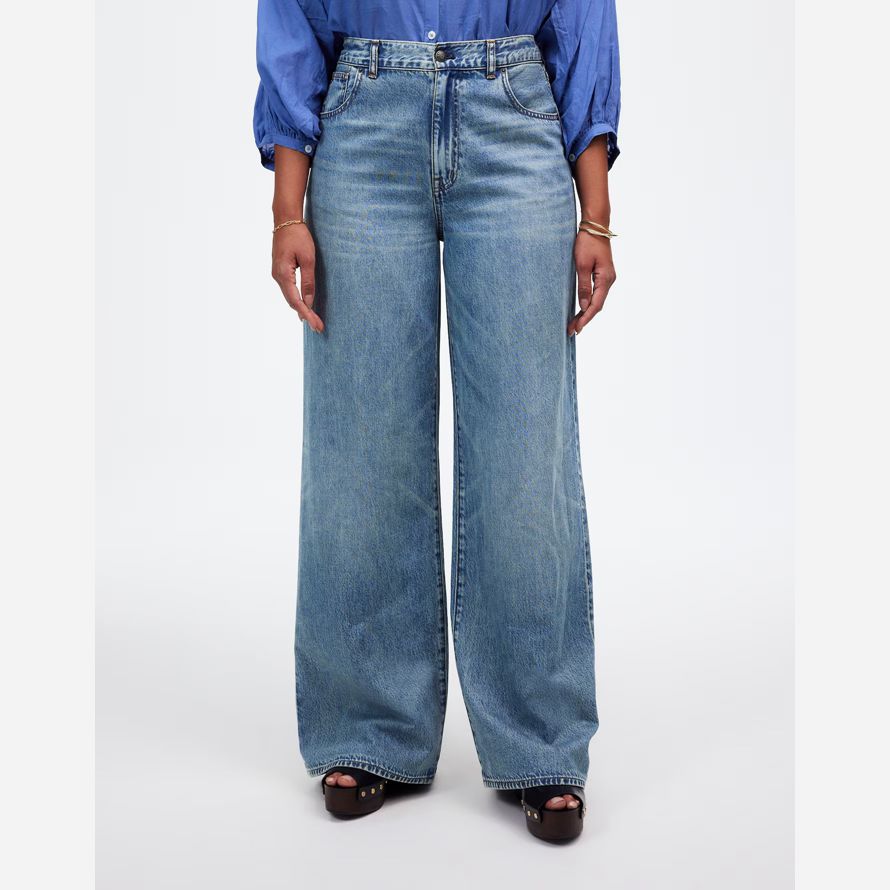 blue madewell curvy superwide-leg airy womens jeans