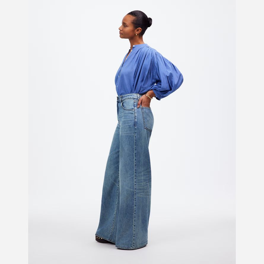 blue madewell curvy superwide-leg airy womens jeans