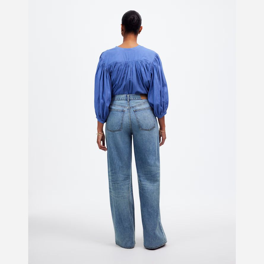 blue madewell curvy superwide-leg airy womens jeans