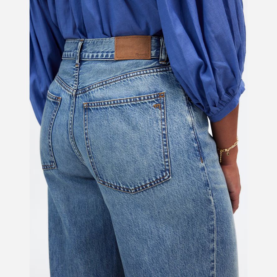 blue madewell curvy superwide-leg airy womens jeans
