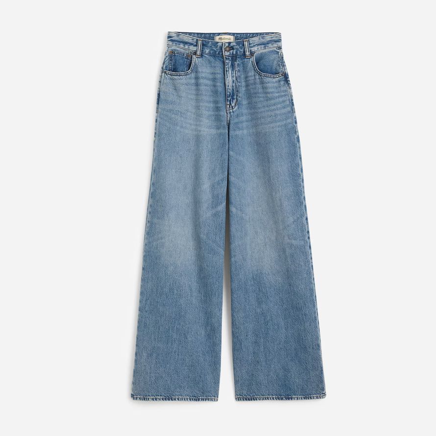 blue madewell curvy superwide-leg airy womens jeans