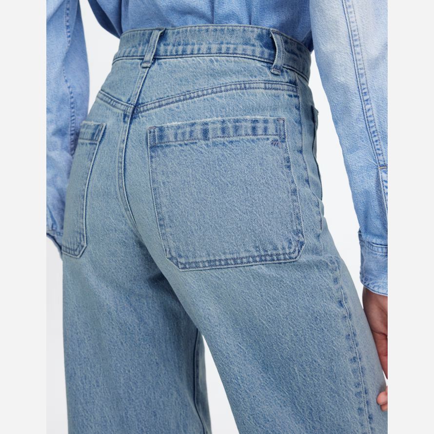 blue madewell emmett wide-leg let down womens jeans