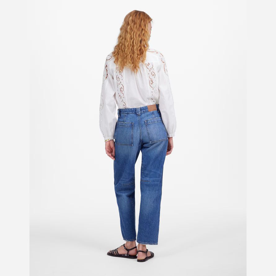 madewell the darted barrel-leg womens jeans blue