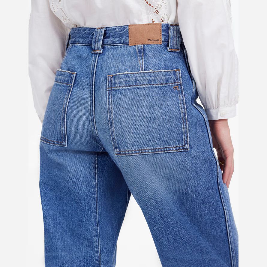 madewell the darted barrel-leg womens jeans blue