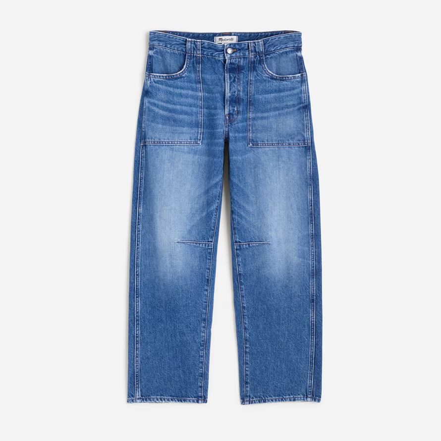 madewell the darted barrel-leg womens jeans blue