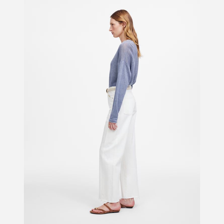 womens madewell pieced barrel-leg jeans white